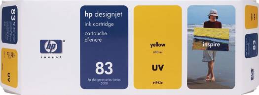 HP 83 680-ml Yellow DesignJet UV Ink Cartridge : C4943A Cartridges JS Bazar