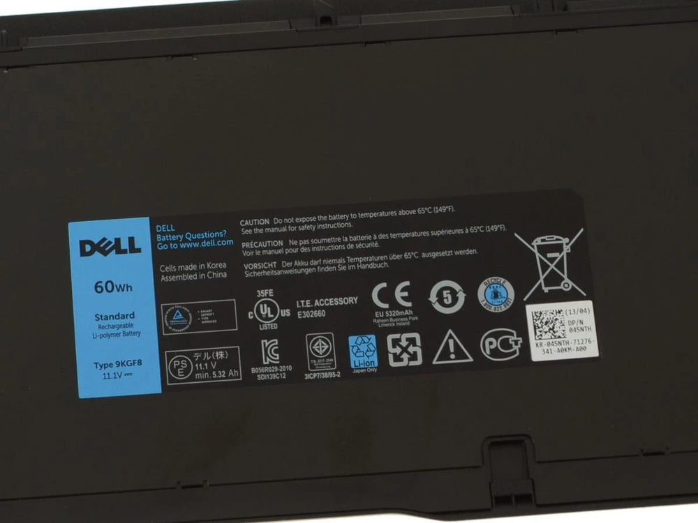 Dell Latitude 6430U E6430U E6510U 9KGF8 XX1D1 7HRJW 6FNTV TRM4D 7XHVM 312-1424 Laptop Battery 11.1V 60Wh - JS Bazar