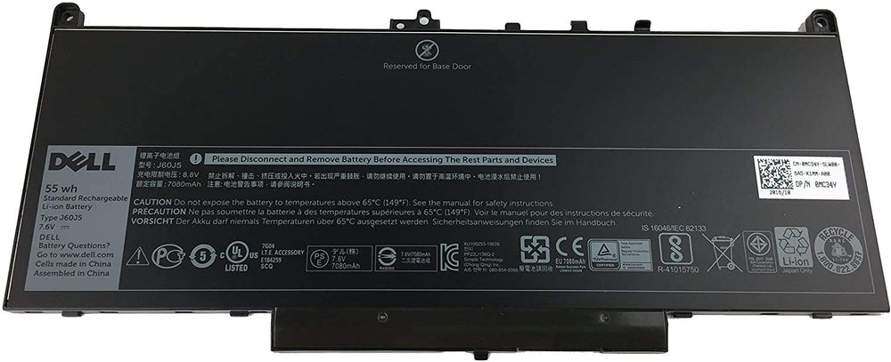 55Wh Replacement MC34Y 242WD 1W2Y2 J60J5 Dell Latitude E7270 E7470 Tablet Replacement Laptop Battery - JS Bazar