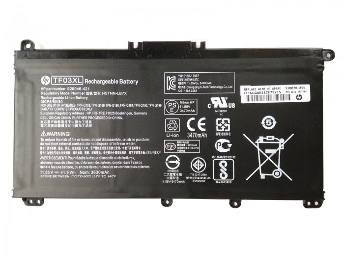 Replacement TF03XL HP Pavilion 15-CC000NO, Pavilion 15-CC 15-CD 15-CK 17-AR 15-CC610MS Laptop Battery - JS Bazar