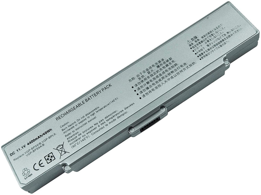 Sony Vaio VGN-NR160N/S, VGN-CR19VN/B, VGP-BPS9(Silver), VGP-BPS10 Replacement Laptop Battery