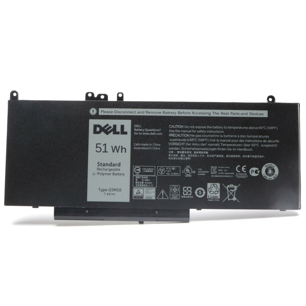 Replacement G5M10 Dell 3160 E5250 E5450 E5550 E5270 E5470 Type G5M10 7.6 7000mAh/52Wh Replacement Laptop Battery - JS Bazar