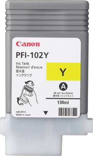 Canon PFI-102Y Yellow Ink Cartridge (130ml) : 0898B001-AA Cartridges JS Bazar