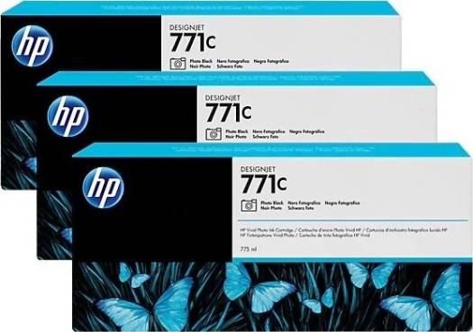 HP 771C 3-Pack 775-ml Photo Black DesignJet Ink Cartridges : B6Y37A Cartridges JS Bazar