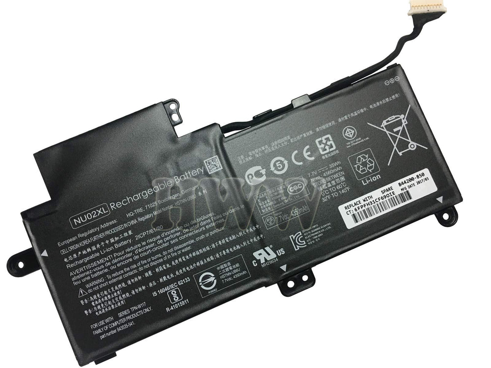 7.7V 35wh Replacement NU02XL HP NU02XL HSTNN-UB6U TPN-W117 843535-541 Series Tablet Laptop Battery - JS Bazar