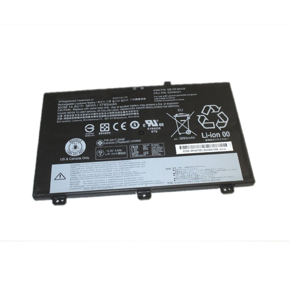 Lenovo ThinkPad S3 Yoga 14 ThinkPad S5 FRU P/N 00HW001 ASM P/N SB10F46438 4ICP7/52/76  Replacement Laptop Battery - JS Bazar